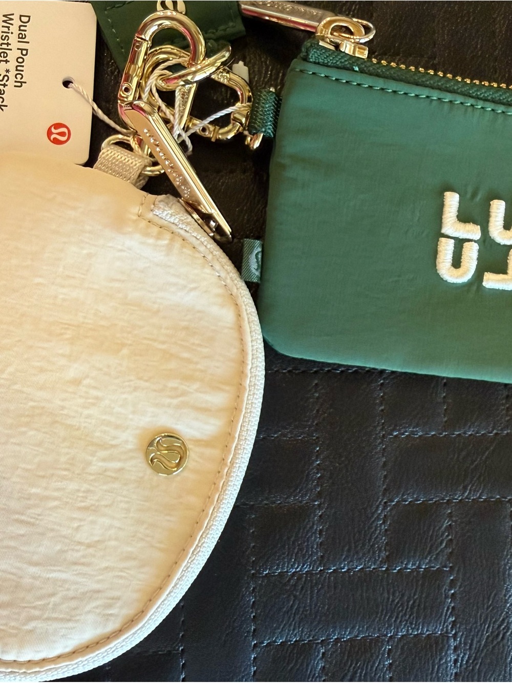 lululemon athletica Dual Pouch Wristlet in White and Green